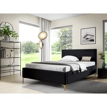 Postel Eka Čalouněná postel ANNA+ 90x200 cm Barva látky Trinity: (2316) Černá, Úložný prostor: Bez úložného prostoru