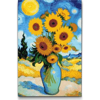 Diamantové malování Diamantové malování - Slunečnice s hvězdným pozadím Velikost: 40x60cm, Rámování: Pouze srolované plátno, Diamanty: Kulaté