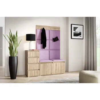 Předsíňová stěna Eka Předsíňová stěna s čalouněnými panely Trinity 34 - Sonoma /Fialová 2311