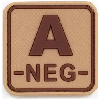Nášivka JACKETS TO GO Nášivka krevní skupina A- NEG plast velcro DESERT