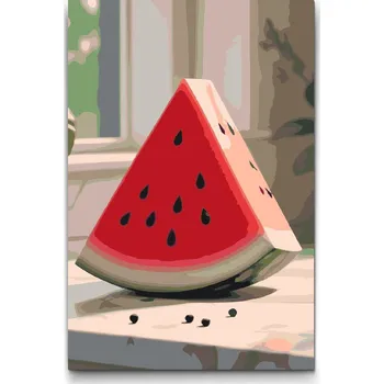 Malování podle čísel - Kousek melounu Velikost: 20x30cm, Rámování: Pouze srolované plátno