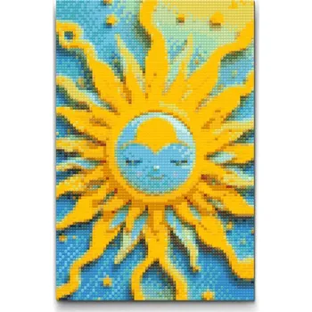 Diamantové malování Diamantové malování - Modro žluté slunce Velikost: 20x30cm, Rámování: Pouze srolované plátno, Diamanty: Čtvercové