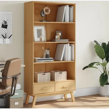 Knihovna vidaXL Knihovna se 4 policemi OLDEN masivní borové dřevo [358614] Barva: Hnědá