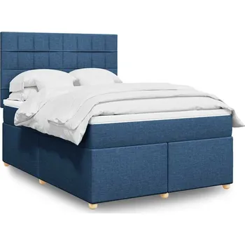 Postel vidaXL Box spring postel s matrací 140x190 cm textil [3293576] Barva: Modrá