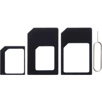 4v1 sada redukcí na SIM kartu a jehly na vysunutí SIM - černá