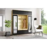 Eka Předsíňová stěna s čalouněnými panely Trinity 32 - Dub Artisan s černou / Žlutá 2318