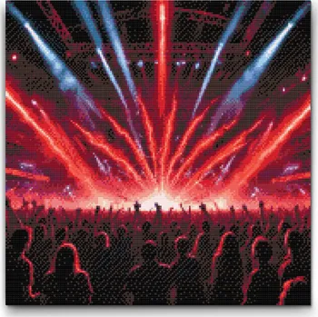 Diamantové malování Diamantové malování - Rockový koncert Velikost: 50x50cm, Rámování: Pouze srolované plátno, Diamanty: Čtvercové