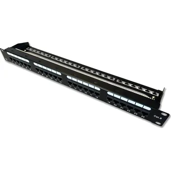 Serverovna DATACOM Patch panel 19" UTP 24 port CAT6 DUAL 1U BK (4x6p) VL