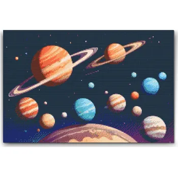 Diamantové malování Diamantové malování - Sluneční soustava 2 Velikost: 40x60cm, Rámování: Pouze srolované plátno, Diamanty: Čtvercové