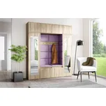 Eka Předsíňová stěna s čalouněnými panely Trinity 32 - Sonoma / Fialová 2311