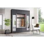 Eka Předsíňová stěna s čalouněnými panely Trinity 32 - Grafit / Tmavá krémová 2302