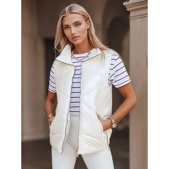 Dámská vesta Smetanová prošívaná vesta s límcem HOLO TY3042 Velikost: XL