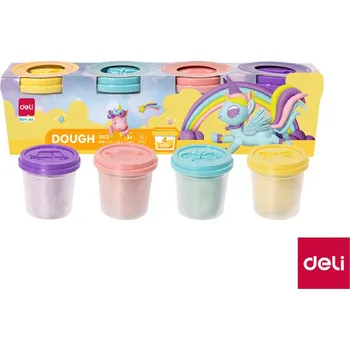 Výtvárné potřeby Modelovací hmota DELI měkká - 4 pastelové barvy / kelímek