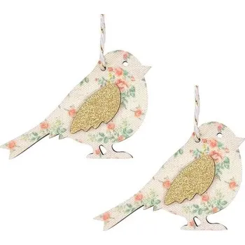 Velikonoční dekorace Ptáček dřevěný na zavěšení 8 x 5 x 0,5 cm, 2 ks