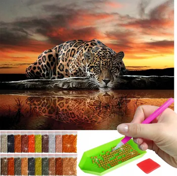 Diamantové malování Diamantová výšivka pro děti mozaika diamantové malování jaguár pantera zvíře