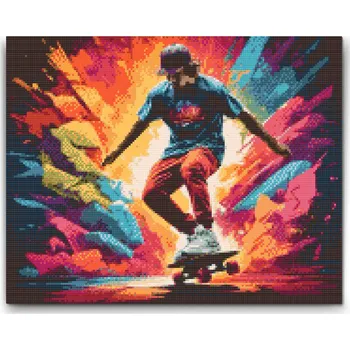 Diamantové malování Diamantové malování - Skateboardista Velikost: 30x40cm, Rámování: Pouze srolované plátno, Diamanty: Čtvercové