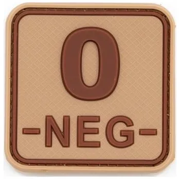 Nášivka JACKETS TO GO Nášivka krevní skupina 0- NEG plast velcro DESERT