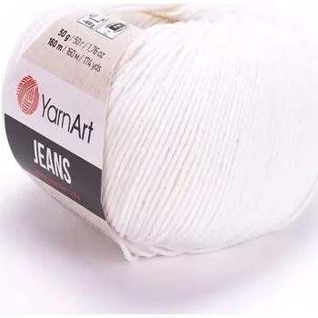 Příze Vlna YarnArt Jeans 01 bílá 50 g