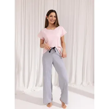 Dámské pyžamo Dámské dlouhé pyžamo Regina 699 kr/r S-XL W25 damska Velikost: S, Barva: růžovo-šedá