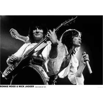 Plakát ARTIFICIAL POSTERS Mick Jagger and Ronnie Wood - Earls Court May 1976 84.1 × 59.4 cm