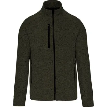 Pánská mikina Pánská melanžová pletená fleecová bunda K 9106 dark khaki melange XL