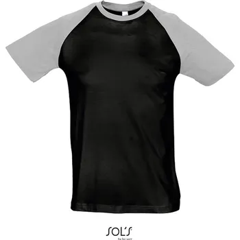 Pánské 2-barevné raglánové tričko Funky black-grey melange L
