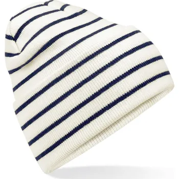 Čepice Pletená čepice s pruhy a manžetou B 39R soft white-french navy onesize