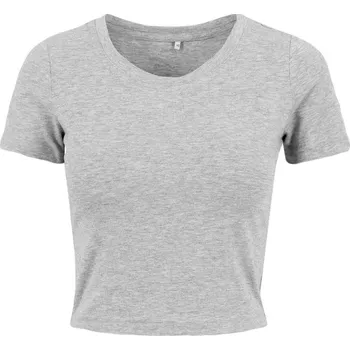 Dámské crop tričko z těžké bavlny BY 042 heather grey S