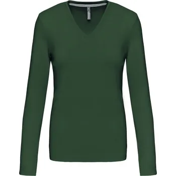Dámské tričko Dámské tričko s výstřihem do V, dlouhý rukáv K 382 forest green M