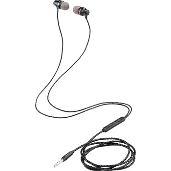 Sluchátka Renkforce RF-IE-JH01 Headset do uší (In Ear) kabelová černá Dálkový ovladač telefon