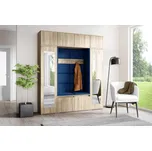 Eka Předsíňová stěna s čalouněnými panely Trinity 32 - Sonoma / Tmavá modrá 2331