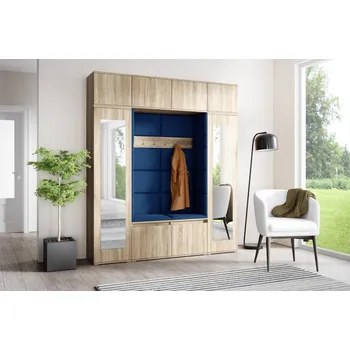 Předsíňová stěna Eka Předsíňová stěna s čalouněnými panely Trinity 32 - Sonoma / Tmavá modrá 2331