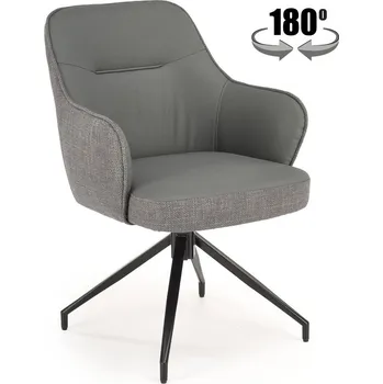 Jídelní židle Jídelní otočné křeslo NESTOR — kov, látka, ekokůže, šedá