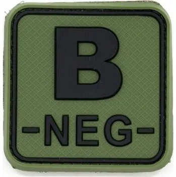 Nášivka JACKETS TO GO Nášivka krevní skupina B- NEG plast velcro ZELENÁ