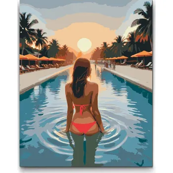 Malování podle čísel - Letní dovolená Velikost: 30x40cm, Rámování: Pouze srolované plátno