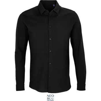 Pánská košile Piqué košile s dlouhým rukávem Basile Men deep black 3XL