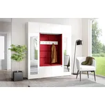 Eka Předsíňová stěna s čalouněnými panely Trinity 32 - Bílá / Rubínová 2324