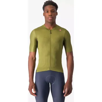 cyklistický dres Dres CASTELLI Espresso Sage / electric lime M