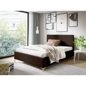 Postel Eka Čalouněná postel SMART+ 160x200 cm Barva látky Trinity: (2308) Tmavá hnědá, Úložný prostor: S kovovým rámem úložného prostoru