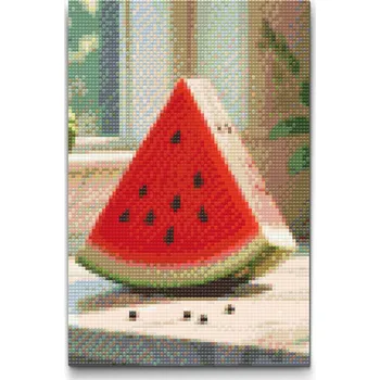 Diamantové malování Diamantové malování - Kousek melounu Velikost: 20x30cm, Rámování: Pouze srolované plátno, Diamanty: Kulaté