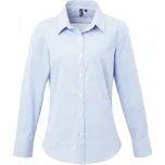 Popelínová kostkovaná halenka s dlouhým rukávem PR 320 light blue-white S