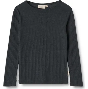 Dětské triko s dlouhým rukávem z merino vlny a hedvábí modré navy Wheat Velikost: 104