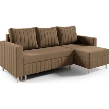 Sedací souprava Eka Rohová sedačka TAMPA, 227 cm Roh pohovky: Pravý roh, Barva látky: MONOLITH 09 (Světlá kávová)