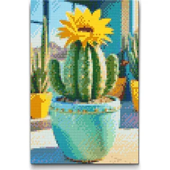 Diamantové malování Diamantové malování - Kvetoucí kaktus Velikost: 40x60cm, Rámování: Pouze srolované plátno, Diamanty: Kulaté