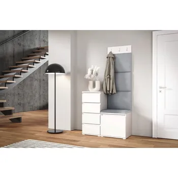 Předsíňová stěna Eka Předsíňová stěna s čalouněnými panely Trinity 36 - Bílá / Šedá 2314