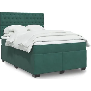Postel vidaXL Box spring postel s matrací 160x200 cm samet [3293262] Barva: Tmavě zelená