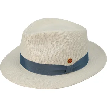 Klobouk Panamský klobouk Trilby bělený s menší krempou a modrou stuhou - UV faktor 60 - Mayser Maleo Velikost: 57 cm (M)