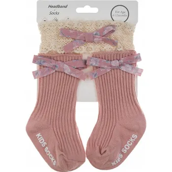 Vrták RŮŽOVÉ PONOŽKY KOJENECKÉ S MAŠLIČKAMI + ČELENKA S MAŠLÍ - SET