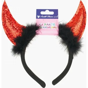 Vánoce Čertovské rohy na čelence červené 9155