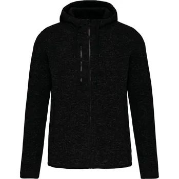 Pánská melanžová pletená fleecová bunda s kapucí PA 365 dark grey melange M